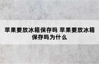 苹果要放冰箱保存吗 苹果要放冰箱保存吗为什么